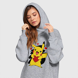 Женское худи-платье ПИКАЧУ И СЕРДЕЧКО POKENON PIKACHU LOVE, цвет: меланж — фото 2