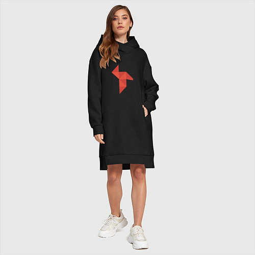 Женская толстовка-платье Оригами Бумажный дом / Черный – фото 4