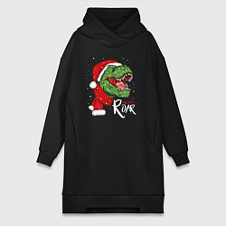 Женское худи-платье T-rex Merry Roar, цвет: черный