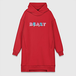 Женское худи-платье Mr Beast - Art 1, цвет: красный
