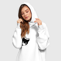 Женское худи-платье Кот в маске, цвет: белый — фото 2