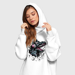 Женское худи-платье Динозавр меломан!, цвет: белый — фото 2