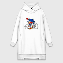 Женское худи-платье Santa Claus Sonic the Hedgehog, цвет: белый