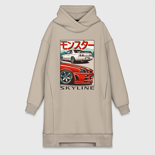 Женская толстовка-платье Nissan Skyline Ниссан Скайлайн / Миндальный – фото 1