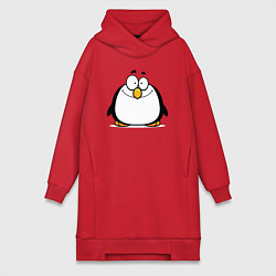 Женское худи-платье Глазастый пингвин, цвет: красный