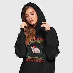 Женское худи-платье Сфинкс рождественский свитер, цвет: черный — фото 2