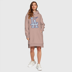 Женское худи-платье Los Angeles Dodgers - baseball team, цвет: пыльно-розовый — фото 2