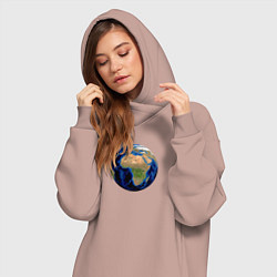 Женское худи-платье Планета солнечной системы земля, цвет: пыльно-розовый — фото 2