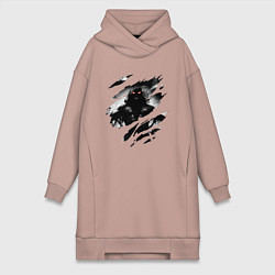 Женское худи-платье THE GUY DISTURBED РОК, цвет: пыльно-розовый