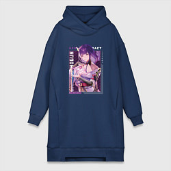 Женская толстовка-платье Райдэн Shogun Raiden с надписями Genshin Impact