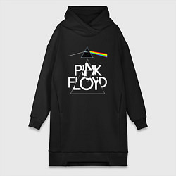 Женское худи-платье PINK FLOYD LOGO ПИНК ФЛОЙД, цвет: черный