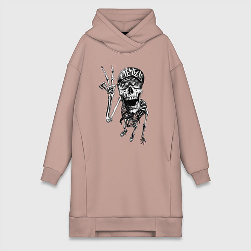 Женская толстовка-платье Skeleton dude / Пыльно-розовый – фото 1