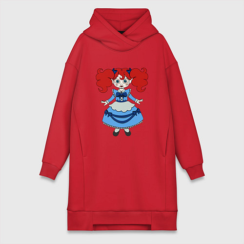 Женская толстовка-платье Poppy Playtime doll 01 / Красный – фото 1