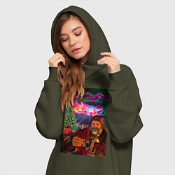 Женское худи-платье Новогодний ведьмак Барон, цвет: хаки — фото 2