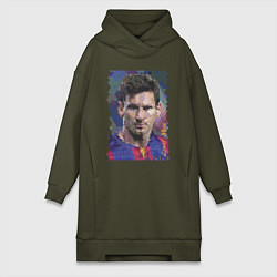 Женское худи-платье Lionel Messi - striker, Barcelona, цвет: хаки