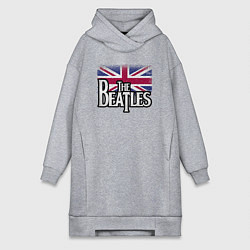 Женское худи-платье The Beatles Great Britain Битлз, цвет: меланж