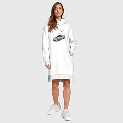 Женское худи-платье Chevrolet Corvette - Racing team, цвет: белый — фото 2