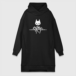 Женское худи-платье Stray: White Logo, цвет: черный