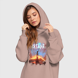 Женское худи-платье JINX HERE WAS ARCANE LEAGUE OF LEGENDS ДЖИНКС, цвет: пыльно-розовый — фото 2