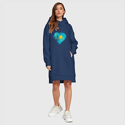 Женское худи-платье Сердечко Казахстана, цвет: тёмно-синий — фото 2