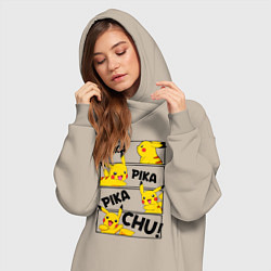 Женское худи-платье Пика Пика Пикачу Pikachu, цвет: миндальный — фото 2