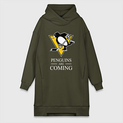 Женская толстовка-платье Penguins are coming, Pittsburgh Penguins, Питтсбур