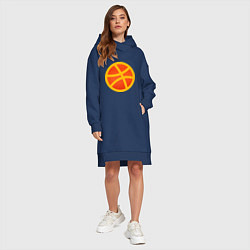 Женское худи-платье Баскетбольный неоновый мяч, цвет: тёмно-синий — фото 2