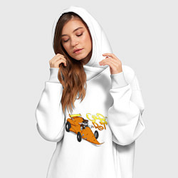 Женское худи-платье Заяц на морквобиле, цвет: белый — фото 2