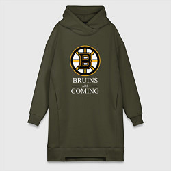 Женское худи-платье Boston are coming, Бостон Брюинз, Boston Bruins, цвет: хаки