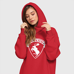 Женское худи-платье Volvo логотип белый, цвет: красный — фото 2