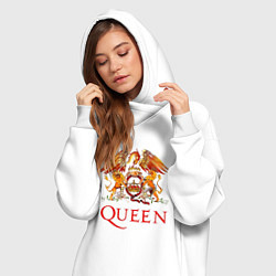 Женское худи-платье Queen, логотип, цвет: белый — фото 2
