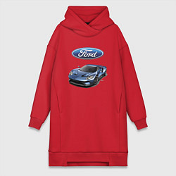 Женское худи-платье Ford - legendary racing team!, цвет: красный