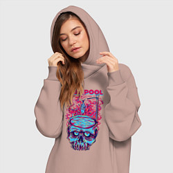 Женское худи-платье Череп с бассейном, цвет: пыльно-розовый — фото 2