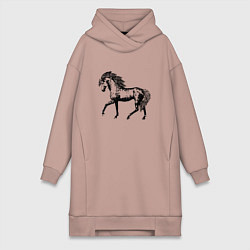 Женское худи-платье Мустанг Лошадь, цвет: пыльно-розовый