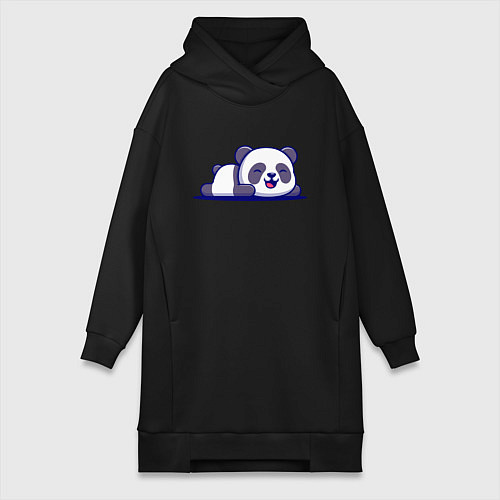 Женская толстовка-платье Милашка панда Cutie panda / Черный – фото 1