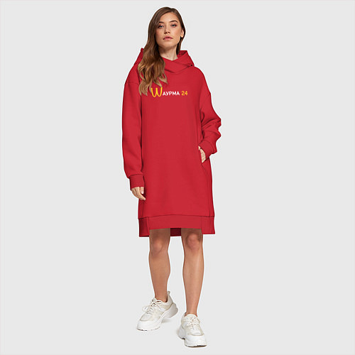 Женская толстовка-платье Шаурма 24 PS McDonalds / Красный – фото 4