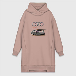 Женское худи-платье Audi Racing team, цвет: пыльно-розовый