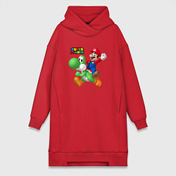 Женское худи-платье Mario and Yoshi Super Mario, цвет: красный