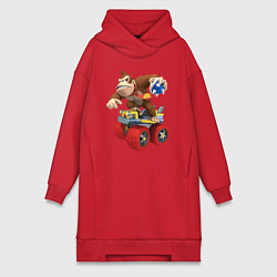 Женское худи-платье Donkey Kong Super Mario Nintendo, цвет: красный