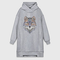 Женское худи-платье Точечный волк, цвет: меланж