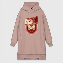 Женское худи-платье Russia - Медведь, цвет: пыльно-розовый