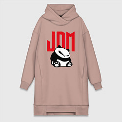 Женское худи-платье JDM Panda Japan Симпатяга, цвет: пыльно-розовый