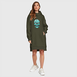 Женское худи-платье Zombie Skull, цвет: хаки — фото 2