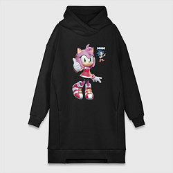 Женское худи-платье Sonic Amy Rose Video game, цвет: черный