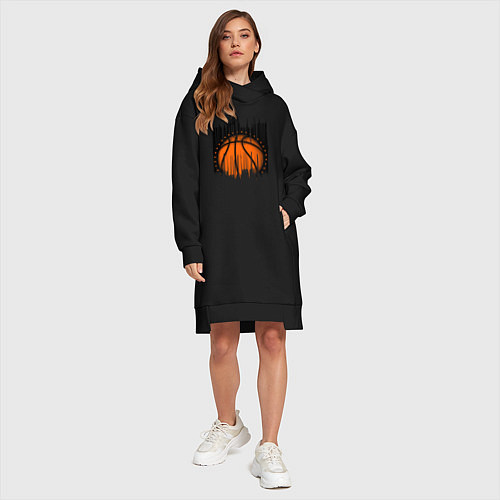 Женская толстовка-платье Баскетбольный мяч в разрыве / Черный – фото 4