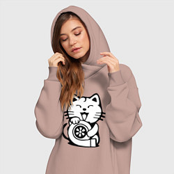 Женское худи-платье JDM Cat & Engine Japan, цвет: пыльно-розовый — фото 2