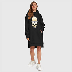 Женское худи-платье Череп - скейтборд Экстрим Skull - Skateboard Extre, цвет: черный — фото 2