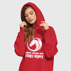 Женское худи-платье Любители лошадей стойкие люди, цвет: красный — фото 2