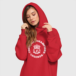 Женское худи-платье Символ Liverpool и надпись Football Legends and Ch, цвет: красный — фото 2