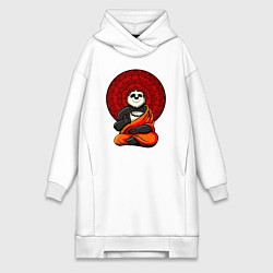 Женское худи-платье Медитация панды Дзен, цвет: белый